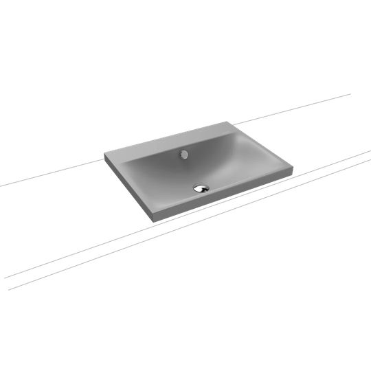 Cold Grey Steel Enamel Rectangular Inset Basin Bathroom Sink