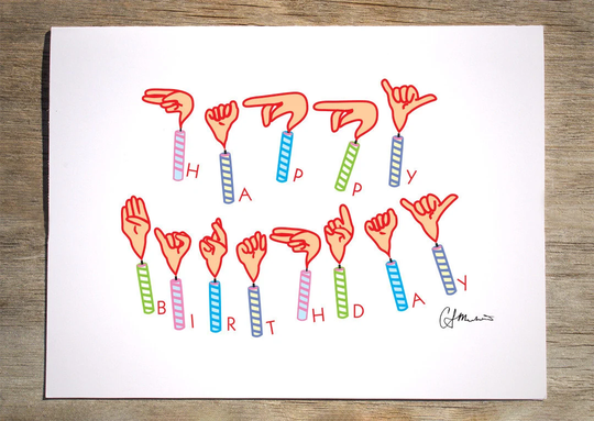 Asl Happy Birthday Candle Card | #15L