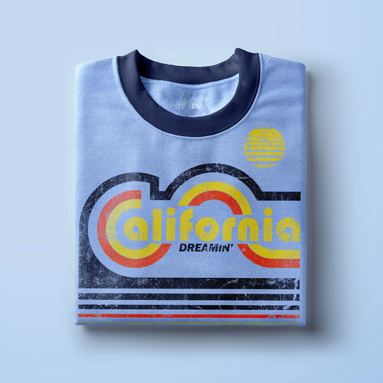California Dreamin Shirt For Men & Women Blue Ringer Tee 70S - Vintage Inspired T Cali T-Shirt Dreaming Tshirt