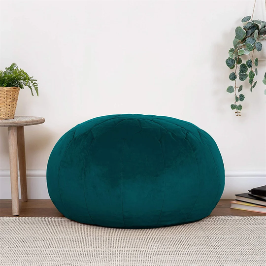 Bean Bag Pouffe, Large Velvet Ottoman, Living Room Bedroom Footstool Bean Bags Moroccan Ochre Yellow