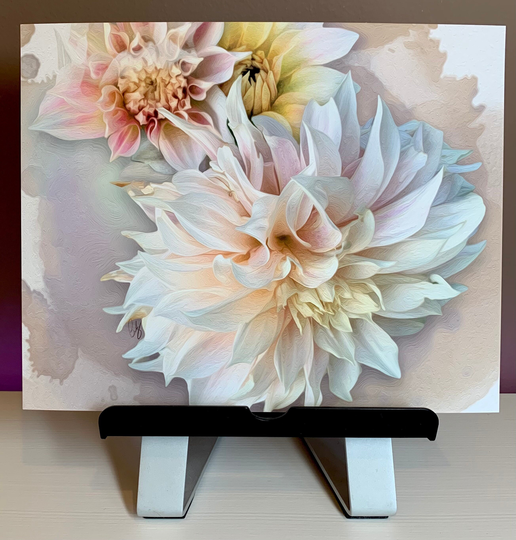 Cafe Au Lait Dahlia Beige Watercolor Background Giclee Print