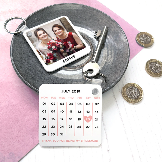 Thank You Bridesmaid Photo Keyring - Personalised Wedding Favour