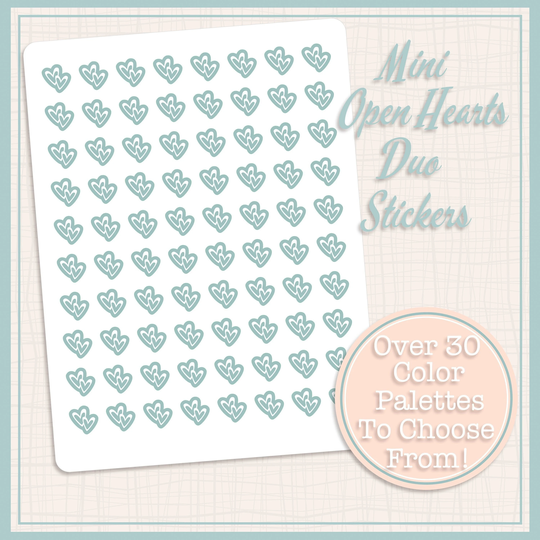 Unfoiled Icon Stickers | Mini Open Hearts Duo 80 Total