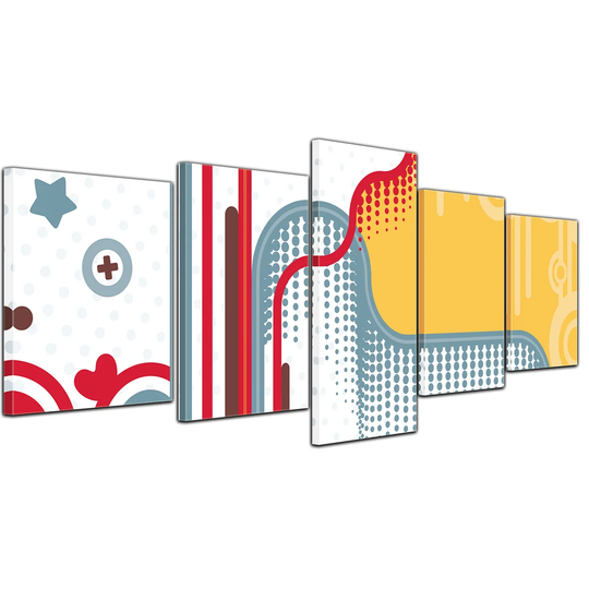 Abstract Retro Background II 5 Piece Graphic Art on Canvas Set