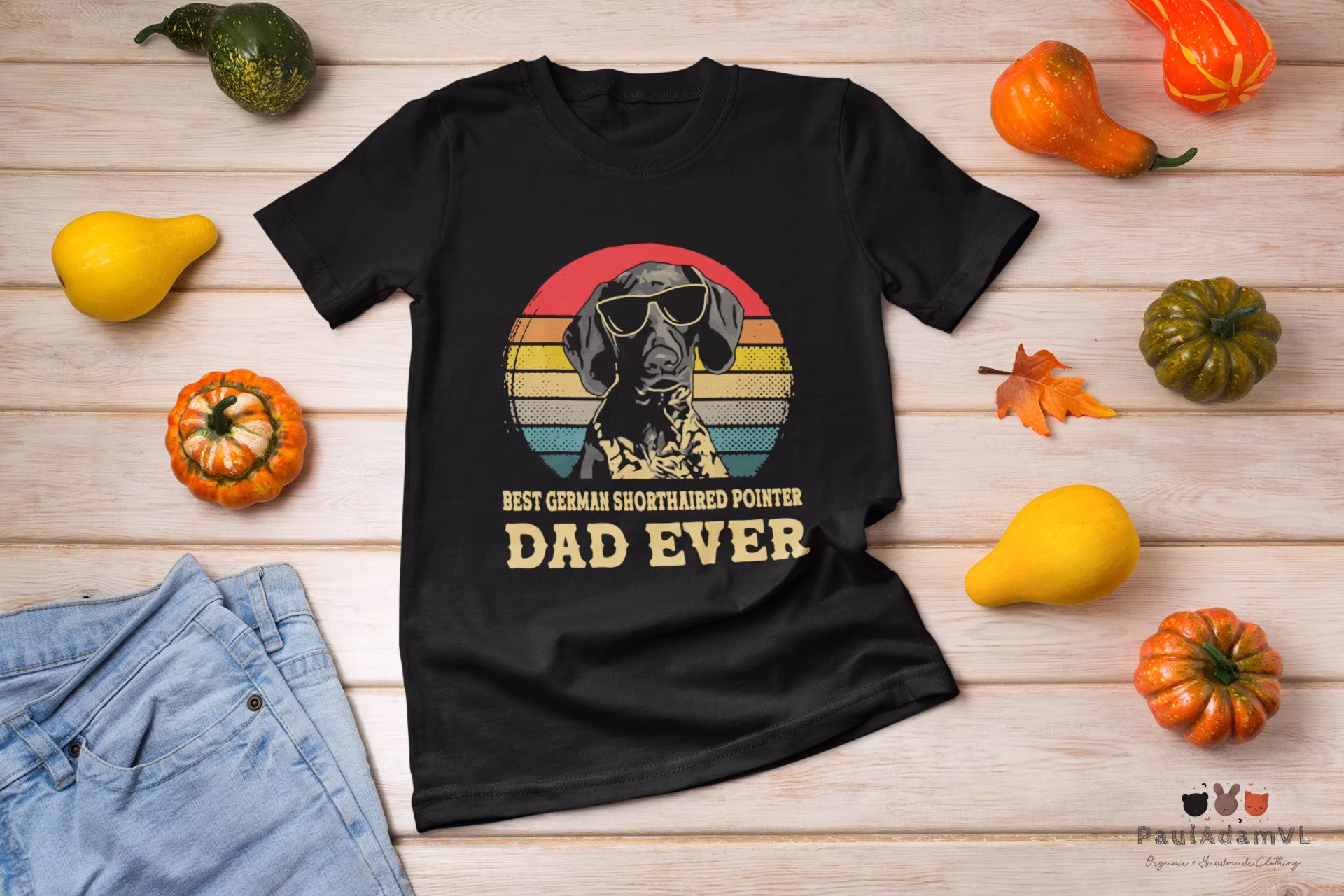 Best German Shorthaired Pointer Dad Ever Retro Vintage T-Shirt, Dog Lover Shirt, Black Father's Day Shirt