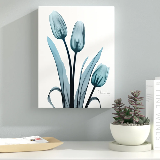 Midnight Sky Tulip Trio - Wrapped Canvas Graphic Art Print