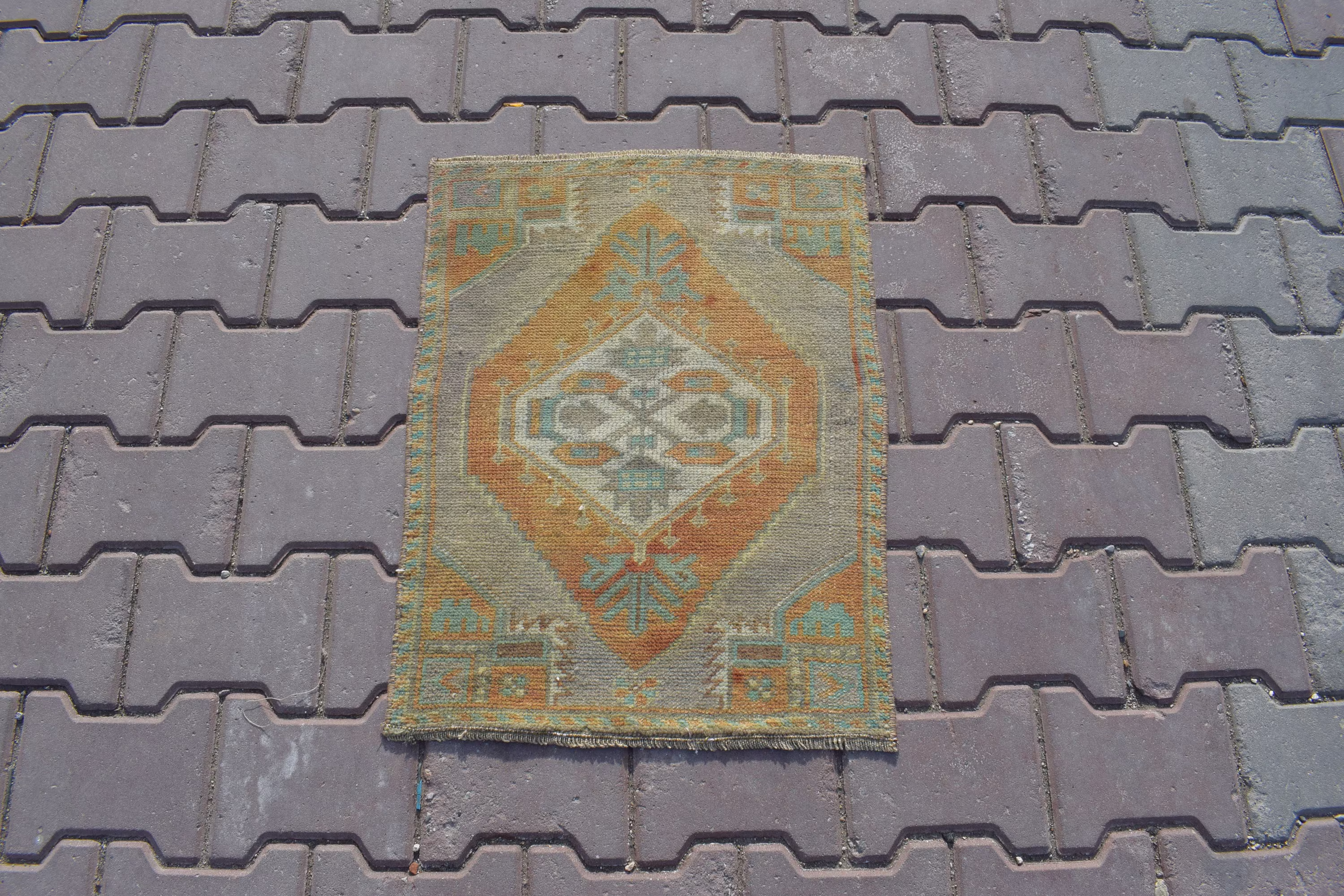 Small Rug, Handmade Mini Rug, Antique Rug, Doormate Rug, Oushak Rug, Small Size Rug, Turkish 1x3 Rug, Mini Rug, 1'7x2'2 Ft, 484-B