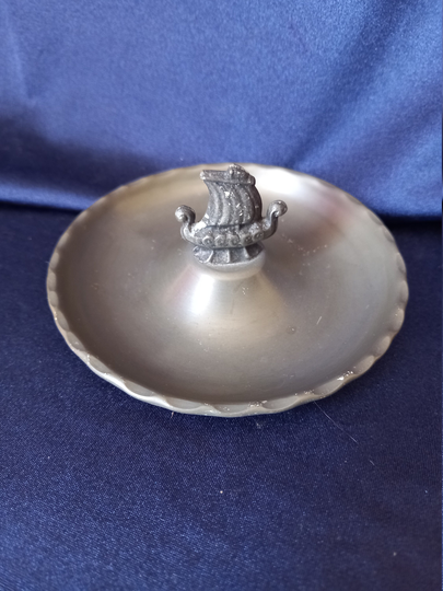 Pewter Dish, Tinn Norge, Coin Tray, Long Ship, Viking Norway, Ring Vintage Gift, Man Cave, Scandinavian For Him