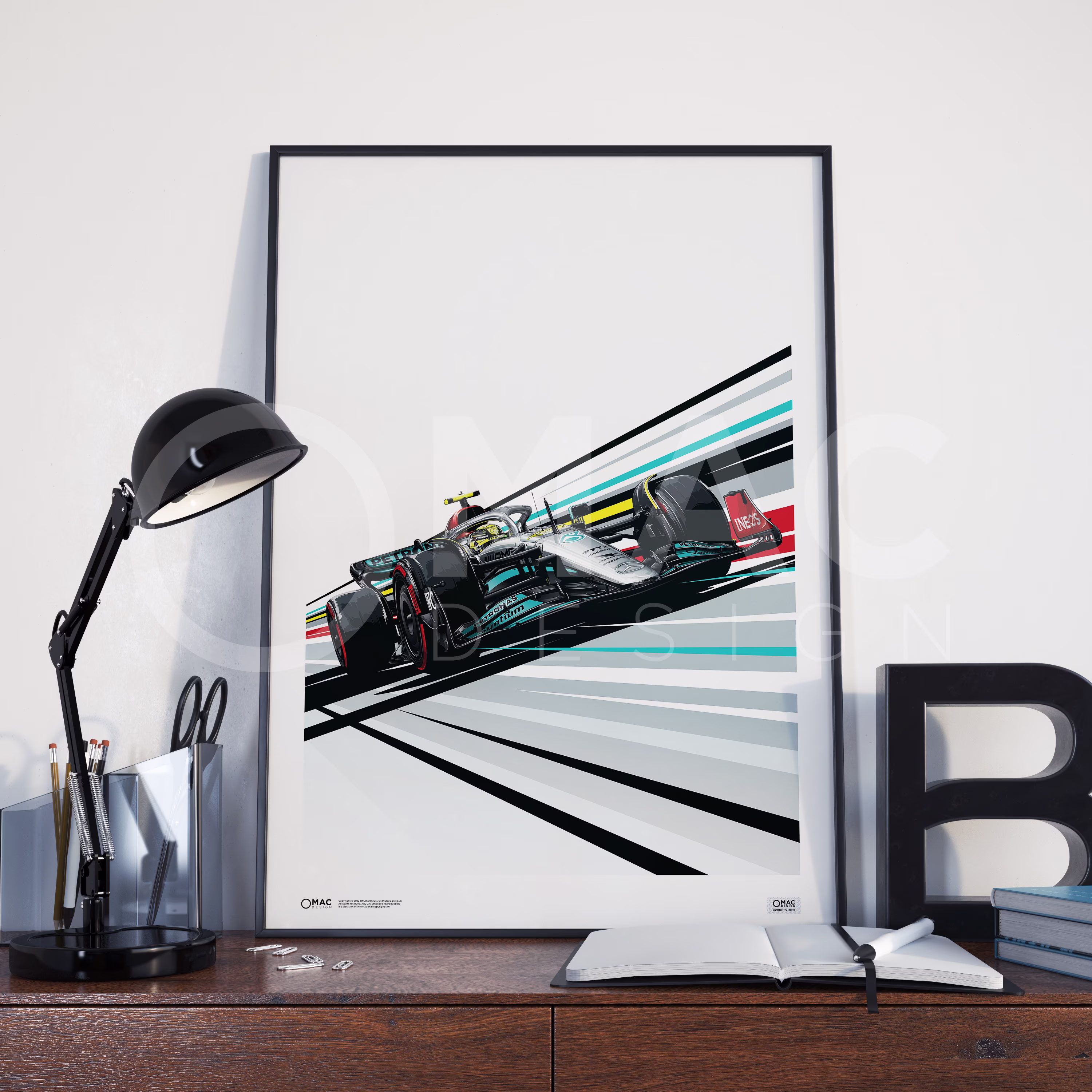 Lewis Hamilton 2022 Mercedes W13 Formula 1 Poster