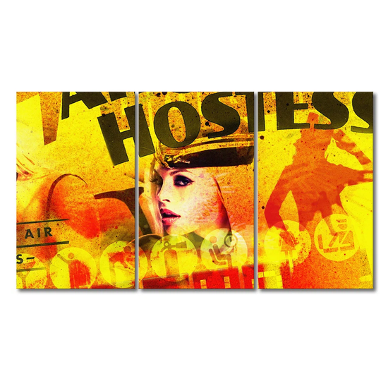 Air Hostess 3 Piece Graphic Art on Canvas Set