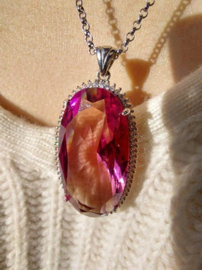 Zultanite 60K 34mm Color Changing Pendant 925 Sterling Silver Necklace Chain