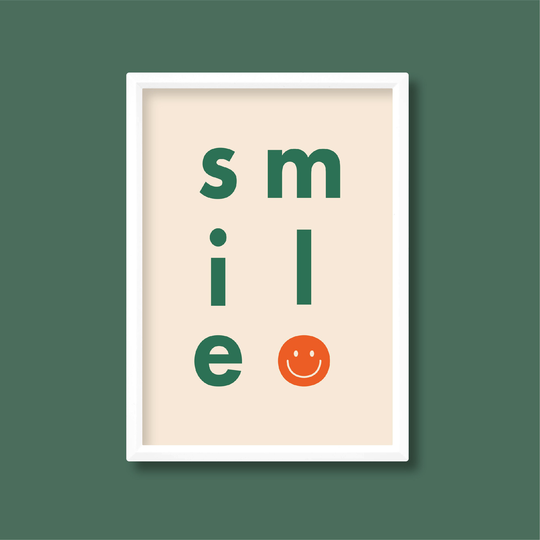 Smile Positive Quote Print | Motivational Typography Bright Colourful Graphic Design Retro Poster A5 A4 A3 A2 A1 A0
