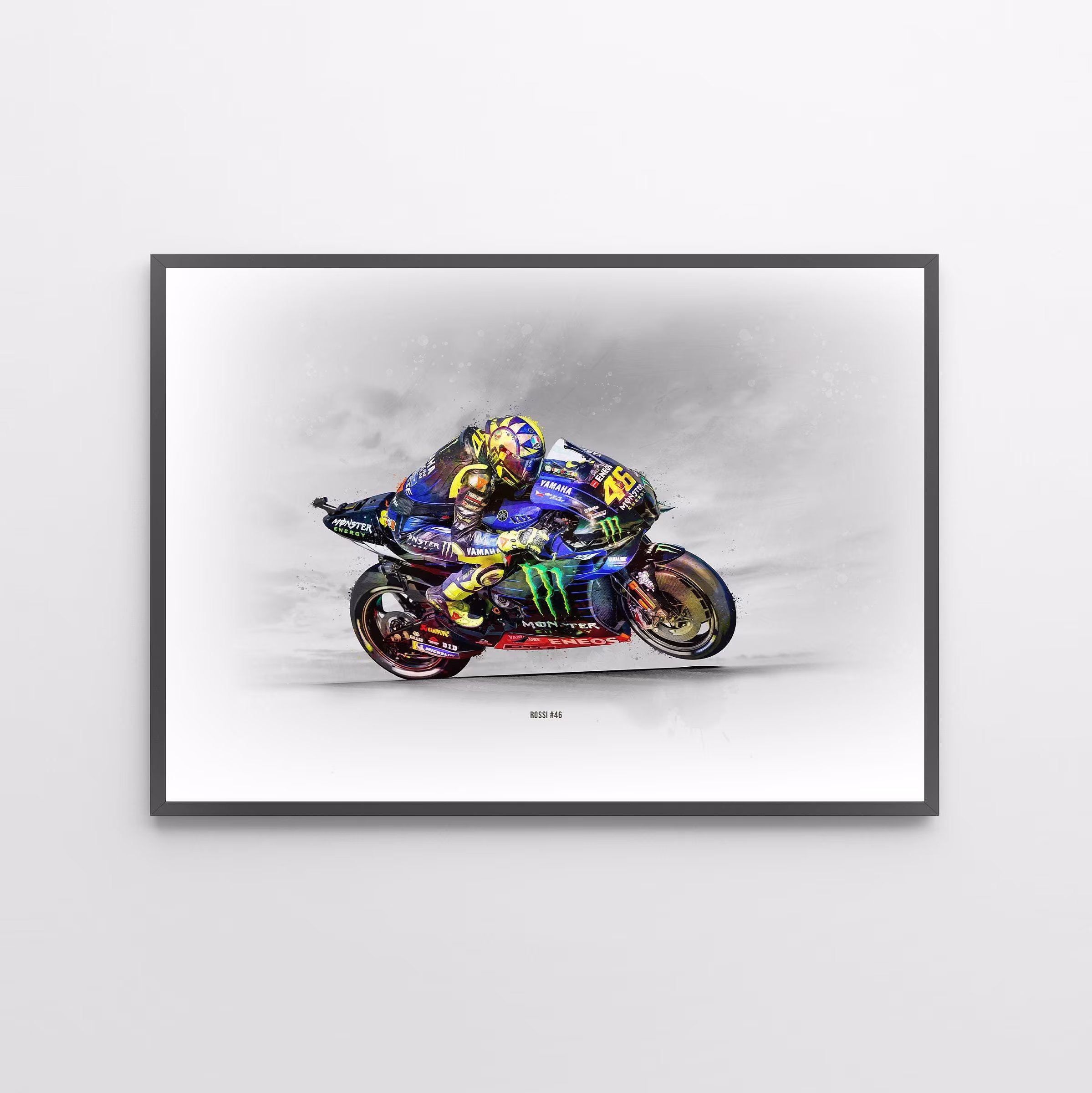 Valentino Rossi 46 Yamaha Motogp Poster Print | Art Gift Illustration | Unframed
