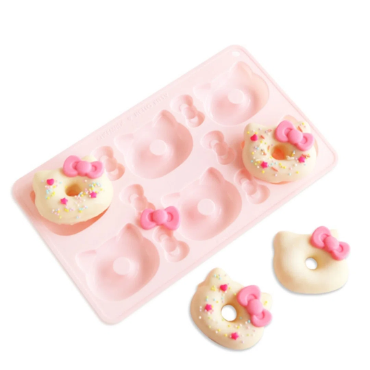 ChefMade | Hello Kitty | Pink | 6 Piece Donut Mold | 281 x 169 x 17mm Silicone mold | Baking tin for children's birthdays | Donut baking pan