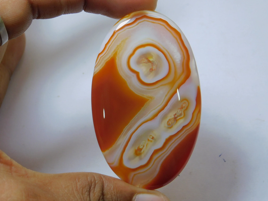Beautiful Quality Orange Banded Agate Cabochon, Natural Gemstone, Semi Precious Hand Polish Top 120 Ct(60 X 36mm#1197