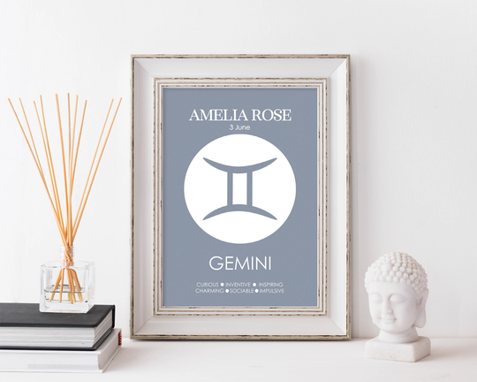 Personalised Gemini Zodiac Print