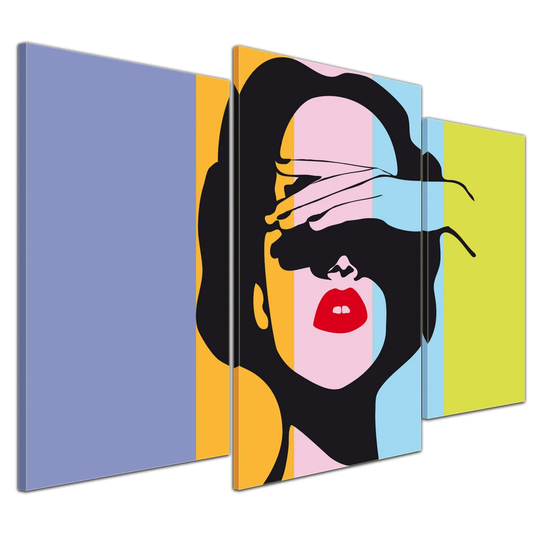 Retro Woman Pop Art Style 3-Piece Graphic Art on Canvas Set
