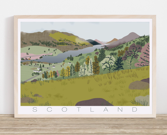 Scotland | Loch Voil Scotland Art Graphic Illustration Mountain