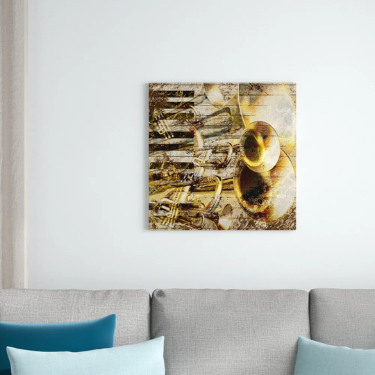 Abstract Trumpet and Piano Framed Graphic Art