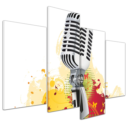 Microphone 4 Piece Graphic Art on Canvas
