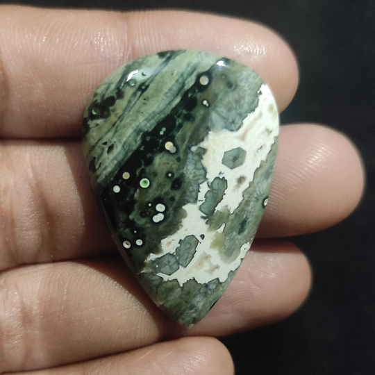 Natural Ocean Jasper Gemstone 41x28 Mm Pear Shape 39 Ct Semi Precious Stone Cabochons Loose Gemstone For Jewelry Making