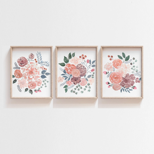 Flower Wall Art, Baby Girl Nursery Art, Water Color Nursery Boho Decor, Girly Wall Peony Print, Shower Gift