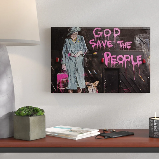 God Save The People by Banksy - Wrapped Canvas Graphic Art Print