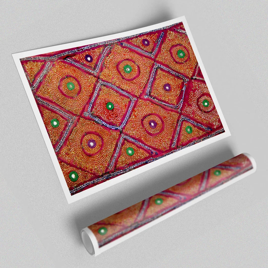 'Aboriginal Geometric Shapes Ethnic' - Graphic Art Print on Paper