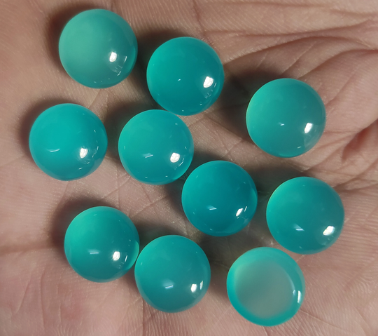 Round Shape Chalcedony, Paraiba 6Mm To 30 Mm Calibrated Size Flat Back, Loose Gemstone 6Mm/8Mm/10Mm/12Mm/14Mm/18Mm