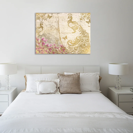 Peacock in Gold by Kimberly Allen - Wrapped Canvas Graphic Art Print
