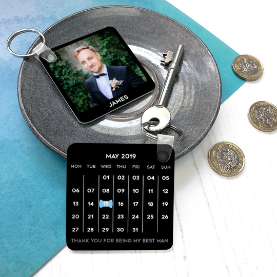 Best Man Gift - Thank You Photo Keyring Personalised Wedding Groomsman Favour
