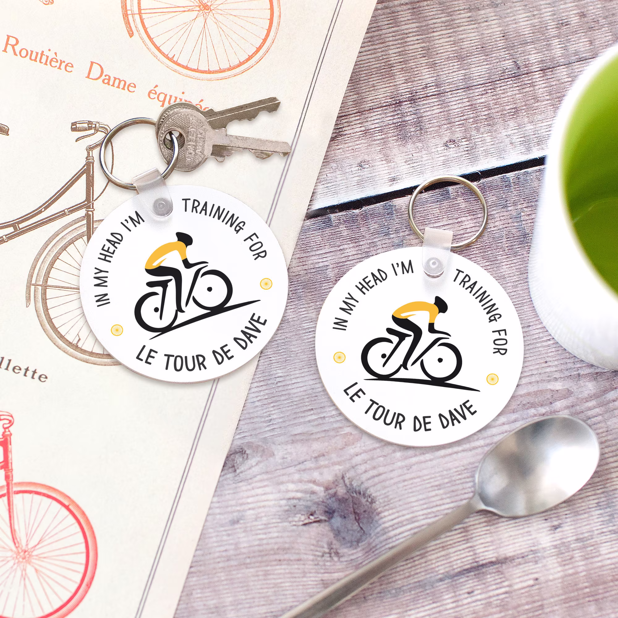Personalised Cyclist Keyring, Gift For