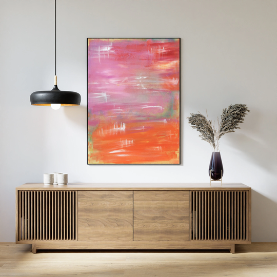 Abstract Red, Orange Painting, Contemporary Artwork , Large Home Decor, Wall Art