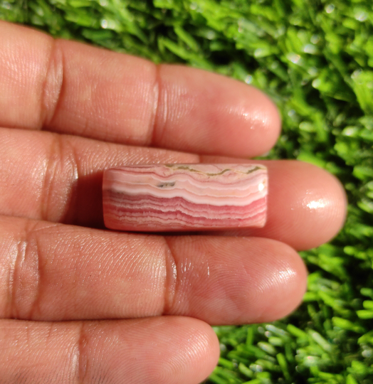 29x12 Mm Pink Rhodochrosite Cabochon Rectangle Shape 35 Cts Loose Gemstone For Pendant Macrame Making Jewelry Hand Polish Stone