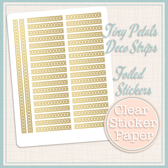 Clear Foiled Stickers | Tiny Petals Deco Strips 38 Total