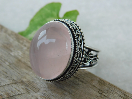 Pink Rose Quartz Gemstone Sterling Silver Ring, Beautiful Stone Jewelry, Women Gift For Her, Quartz Ring, Gift, Nj173