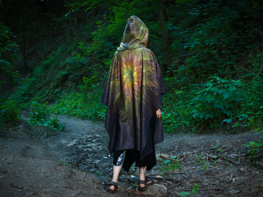 Trippy Hoodie Hippie Poncho Hooded Poncho Rainbow Xmas Gift Idea Wizard Coat Psychedelic Clothing Abstract Art