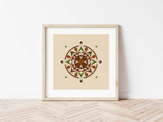 Modern Yoga Wall Print in Square Format For Boho Light House | Fashion Mandala Art Poster Living Room, Bedroom Or Studio