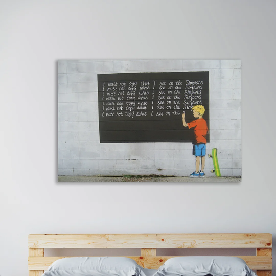 I must not copy the Simpsons by Banksy - Wrapped Canvas Graphic Art Print