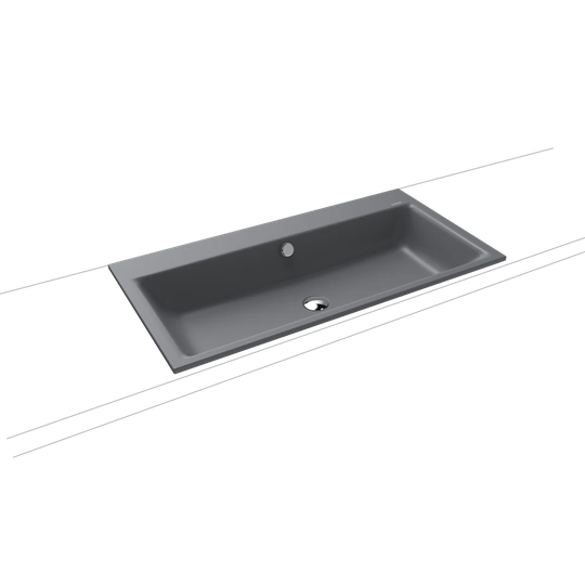 Cold Grey Metal Reactangle Inset Basin Bathroom Sink