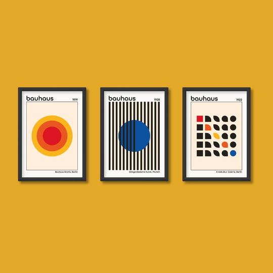 Bauhaus Exhibition Poster Set Of 3 | Modern Minimalist Contemporary A5 A4 A3 A2