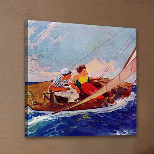 Couple Sailing by R.J. Cavaliere - Wrapped Canvas Graphic Art Print