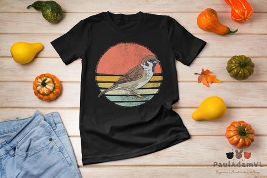 House Sparrow Animal Retro Sparrows Sunset T-Shirt, Shirt, Bird Lover Gift, Owner Design Shirt