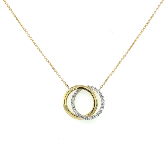 9Ct Gold Interlocking Rings Necklace Pendant - 375