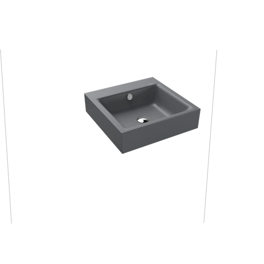 Cold Grey Metal Square Wall Hung Basin Bathroom Sink with Overflow