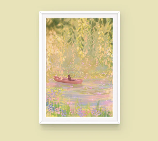 Anime Cat Poster Water Lilies