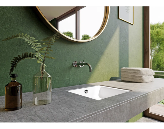 Warm Grey Steel Enamel Rectangular Under Counter Basin Bathroom Sink
