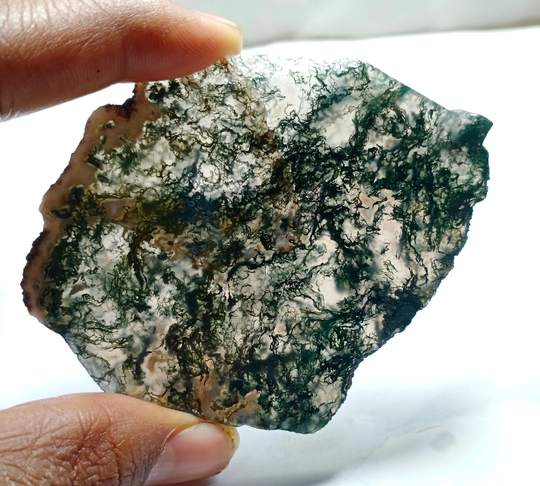 Very Rare Natural Green Moss Agate Slice Loose Gemstone, High Quality Good Cabochon 266 Cts. Mm #b30022