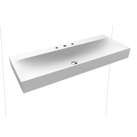 Alpine White Matt Steel Enamel Rectangular Wall Hung Basin Bathroom Sink