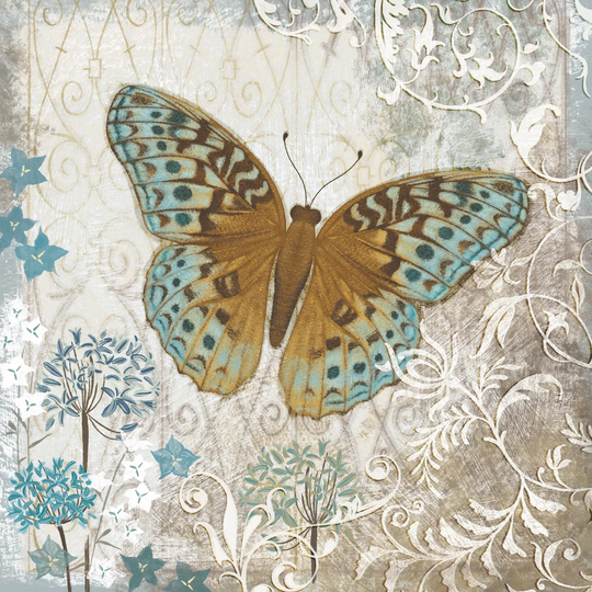 Blue Linen Butterfly by Alan Hopfensperger - Wrapped Canvas Graphic Art Print